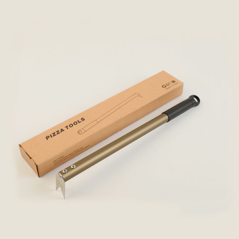 Pizza Gaffel rustfrit stål Pizza Flipper Turner 43cm / 16,9 tommer langt håndtag Pizza Spinning Gaffel for Pizza Ovn / Grill, let at vende skræl for Pizza